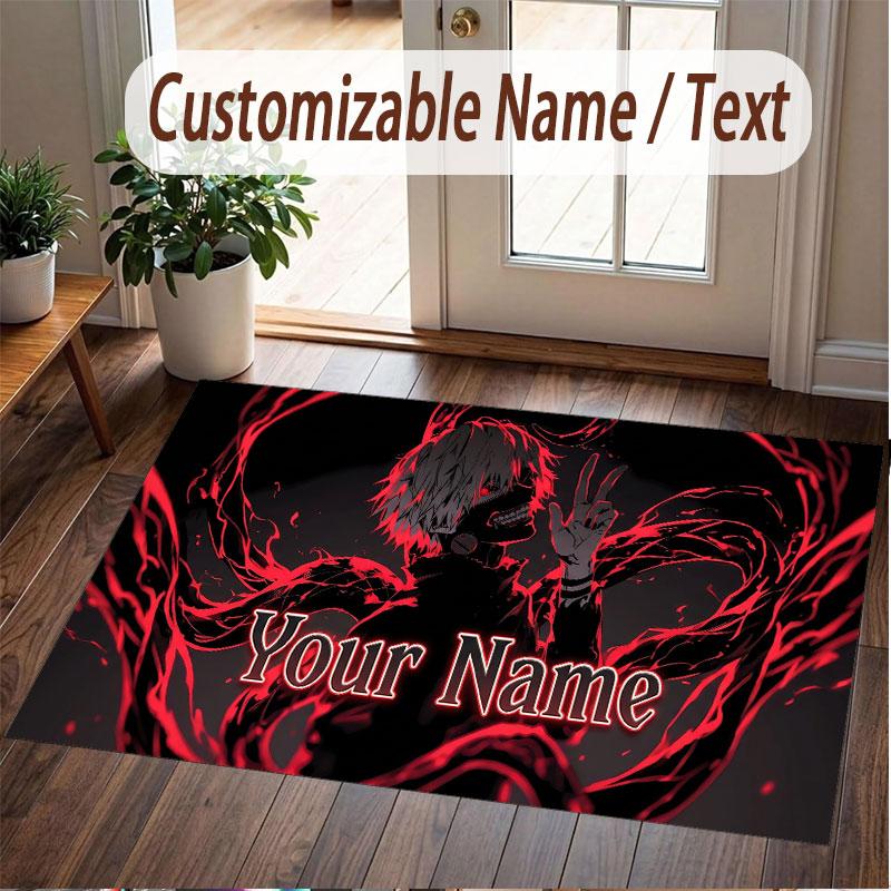 Custom Name Crystal Velvet Rug,Tokyo Ghoul Comfortable Anti Slip Floor Mat For Room Decoration