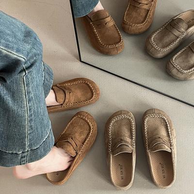 Матовые удобные замшевые тапочки-балетки, повседневные мюли, осенне-зимняя мода, ретро-стиль, ленивая девушка, биркенток