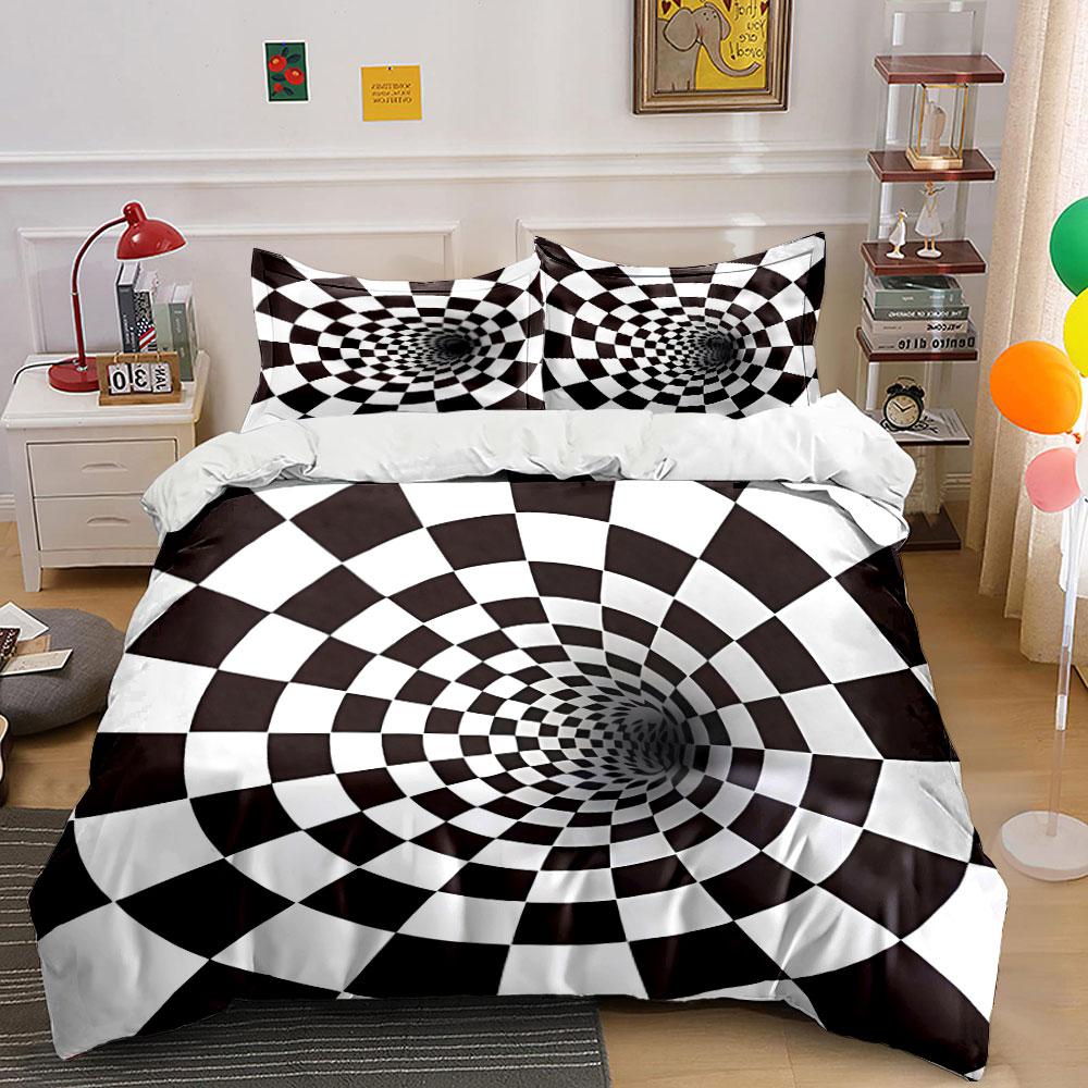 "Abstract Optical Illusion Set Design" Exquisite three-piece bedding set gift for kids and adults
