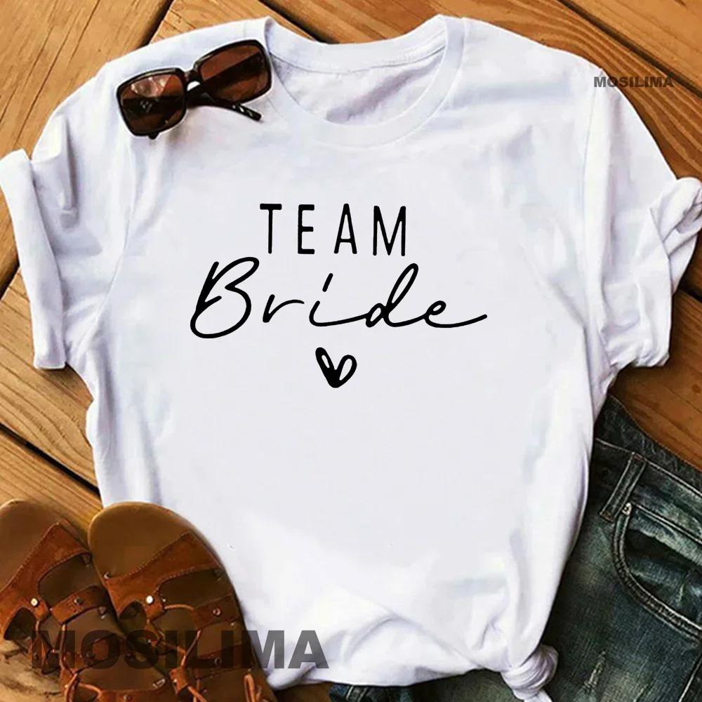 Unisex T Shirt Team Bride Bachelorette Party Shower Hen Party Bridesmaid Print Tshirt 2026 Girls Wedding Female Tops Tees