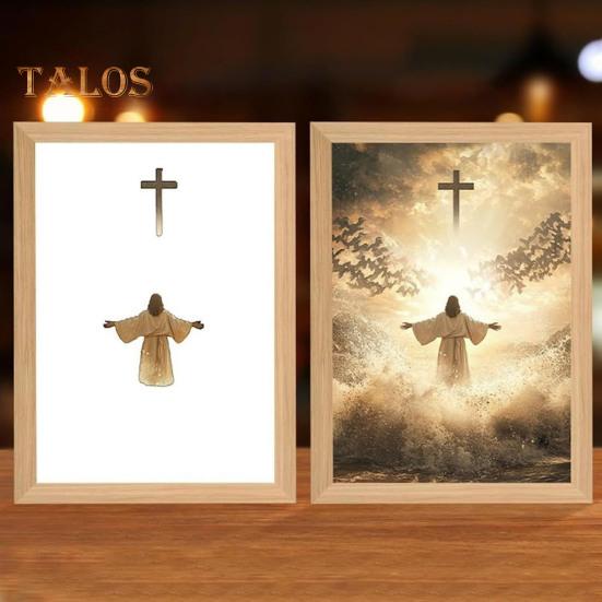 Иисус лампа светодиодная рамка Христос свет мягкий свет затемняемая картина Иисус ночник освещенный церковный светильник декор