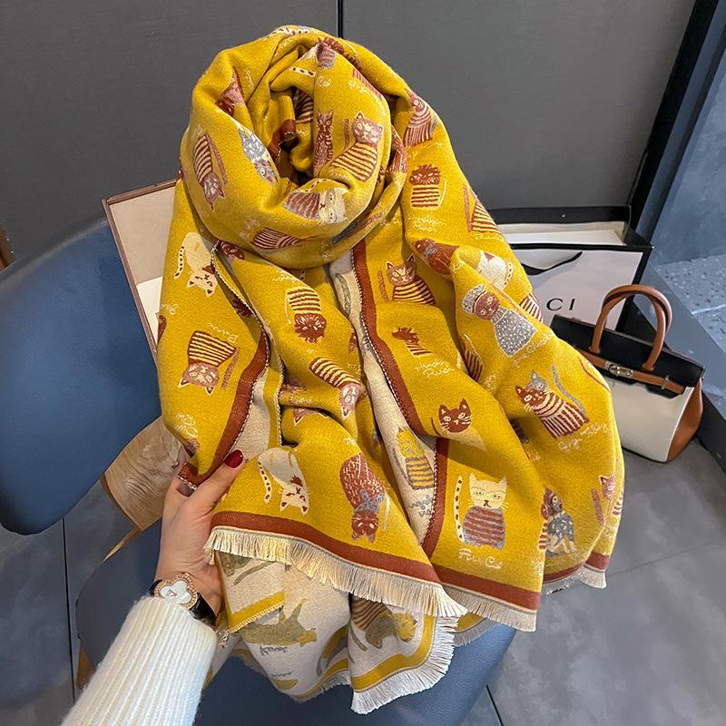 Korean Version Imitation Cashmere Scarf for Women In Winter, Fashionable and Thick Warm Windproof Shawl
