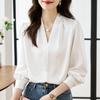 Women Blouses Shirts Long Sleeve Women Blouse Shirt Office Lady V-Neck White Black Blouse Shirt Women Tops J910