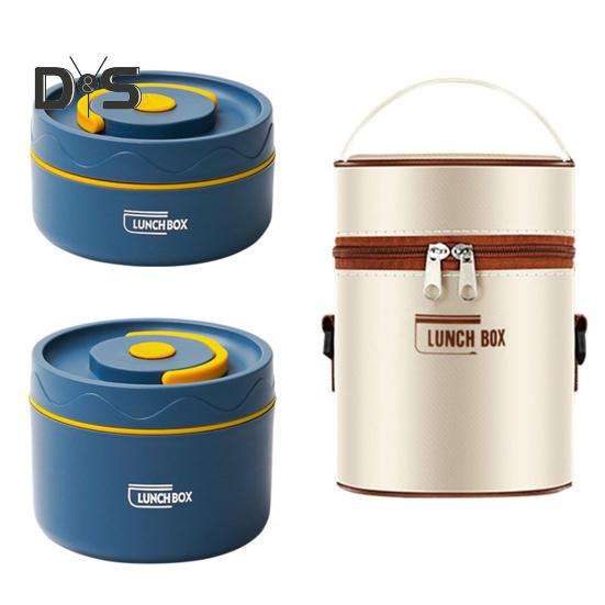 1 комплект, 420/550 мл ланч-бокс из нержавеющей стали с герметичной крышкой, двухслойный, пищевой, посудомоечная машина, микроволновая печь, морозильник, безопасный для студентов, круглый термос