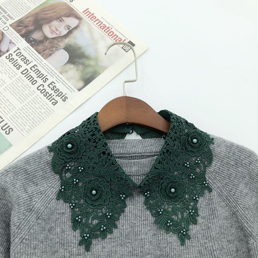 White Fake Collar for Women Shirt Blouse Necklace Candy Color False Collar Handmade Beads Detachable Sweater Collars Decor