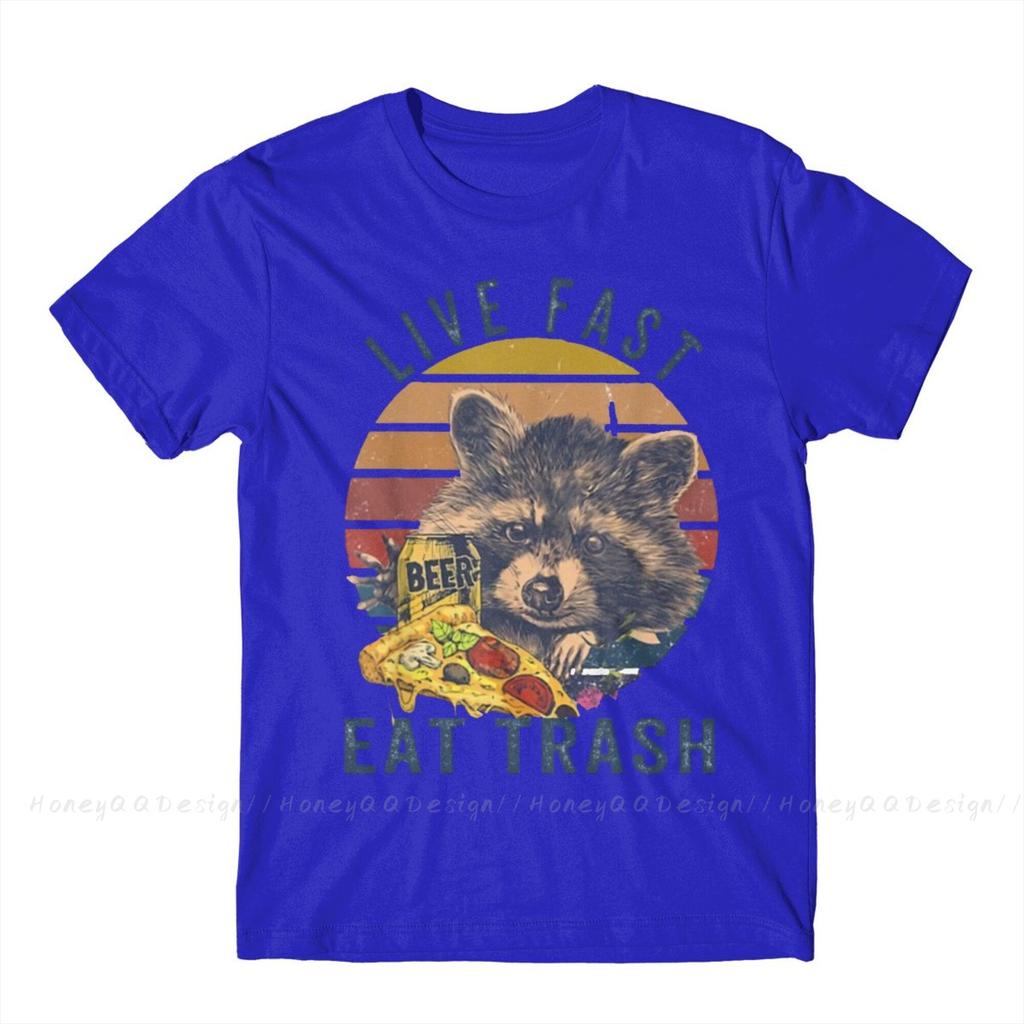 Raccoon 2021 New Arrival Tshirt Mailive Fast Eat Trash Unique Crewneck Cotton For Unisex Shirts Flus Size