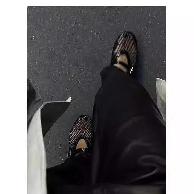 Мода 2025 Лето Женские сетчатые балетки Женские с большой круглой головкой Дышащие и удобные Женские сандалии