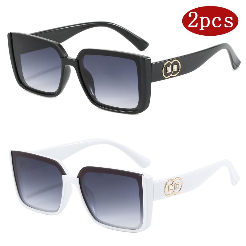 2 шт. Модные квадратные солнцезащитные очки с большой оправой для женщин, европейская и американская мода, очки с защитой от УФ-излучения, очки люксового бренда