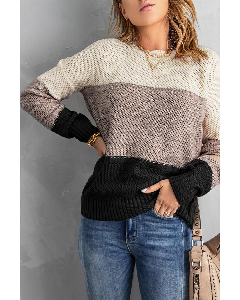 Azura Exchange Netted Texture Pullover Sweater