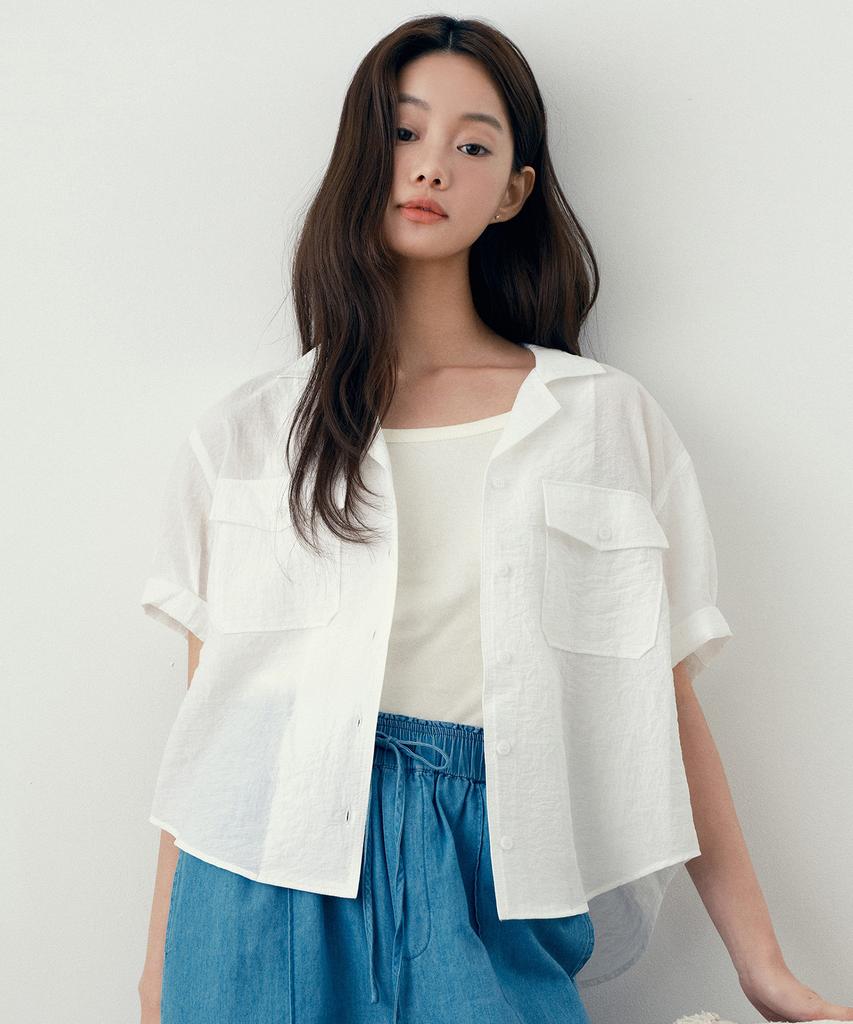 MIND BRIDGE WOMEN [W] Out Pocket Open Collar Short Sleeve Shirt - 3 Colors