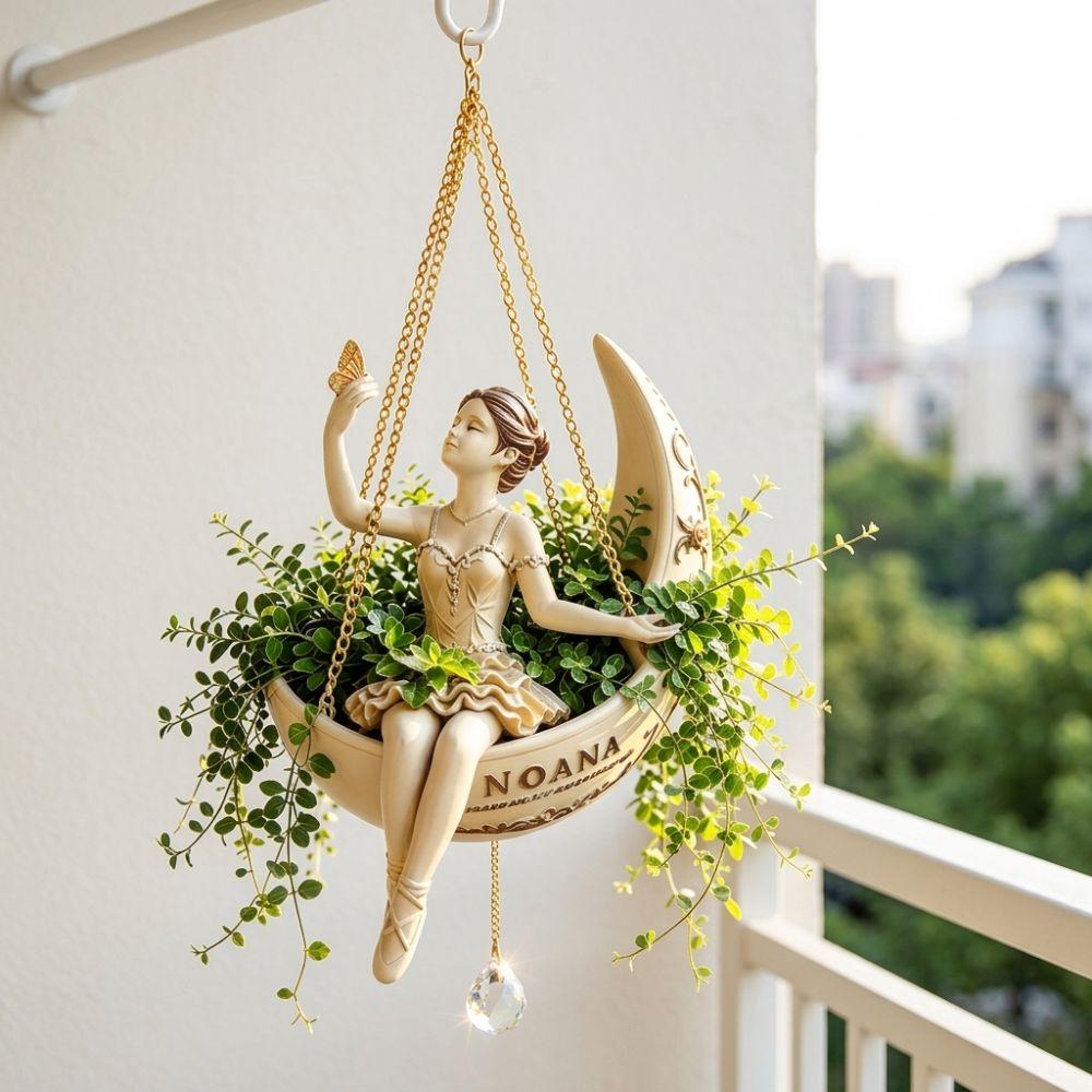 Resin Moon Girl Flower Pot Elegant Ballerina Figure Succulents Planter Cafe Decorations