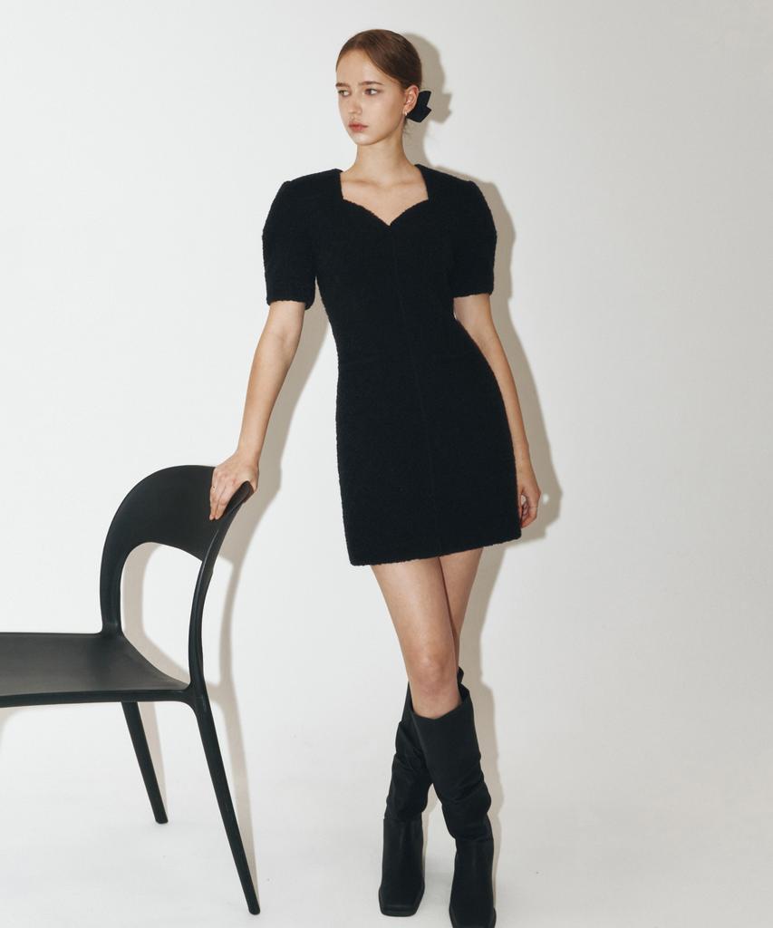 Artid Wool Tweed Mini Dress_Black