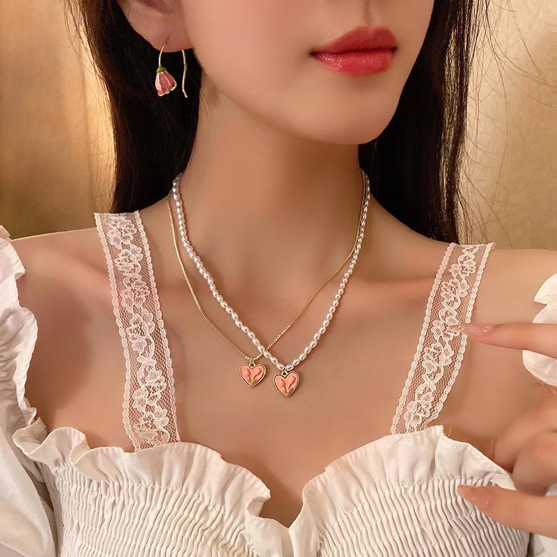 Милые серьги-тюльпаны из серебра 925 пробы и ожерелье из свежего жемчуга