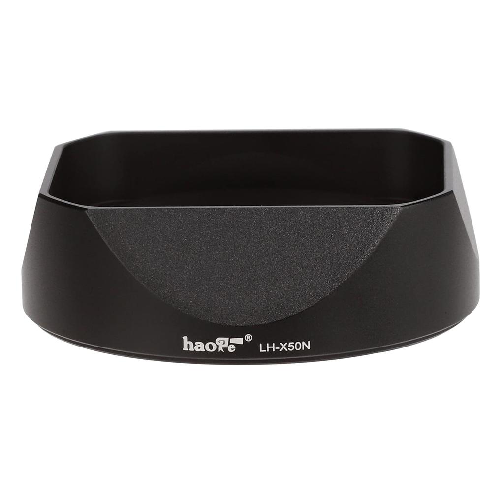 Haoge Lens Hood Metal Square Bayonet for Fujifilm XF50mm F2 R Fuji Fujinon 50mm F2 Lens Hood with Metal Front Cap WR, 50mm/F2 Hood,