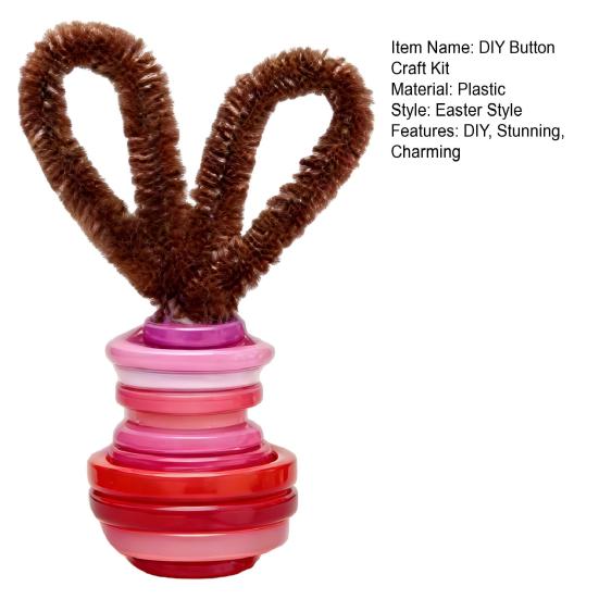 Button Easter Bunny Craft Kit DIY Button Bunny Hanging Ornament with Twisting Stick Ears for Easters Basket Stuffer Holiday Party