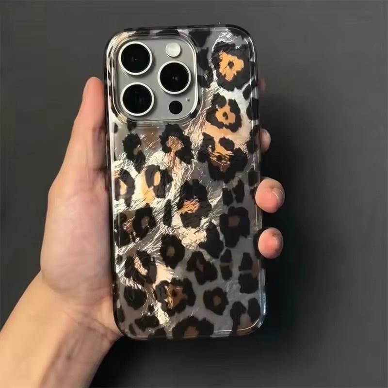 Чехол для телефона с леопардовым принтом для iPhone 17 Air 16 15 14 Plus 13 12 11 Pro Max Задняя крышка с текстурой пера