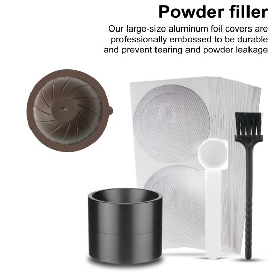 Набор многоразовых капсул для Vertuo Pods. Набор наполнителей для легких порошков. Средство для снятия уплотнения крышки.