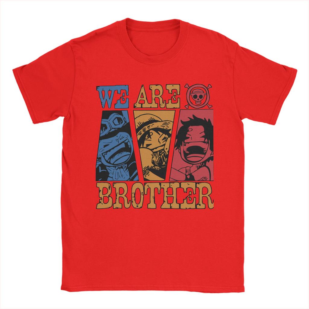 Novelty We are brothers Sabo Luffy and Ace TShirts for Men O Neck 100 Cotton T Shirt Ones Pieces Tees Printed Clothing
