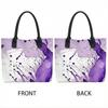  Purple Watercolor Pattern Tote Bag Casual Large Capacity Canvas Handbag for Daily Use