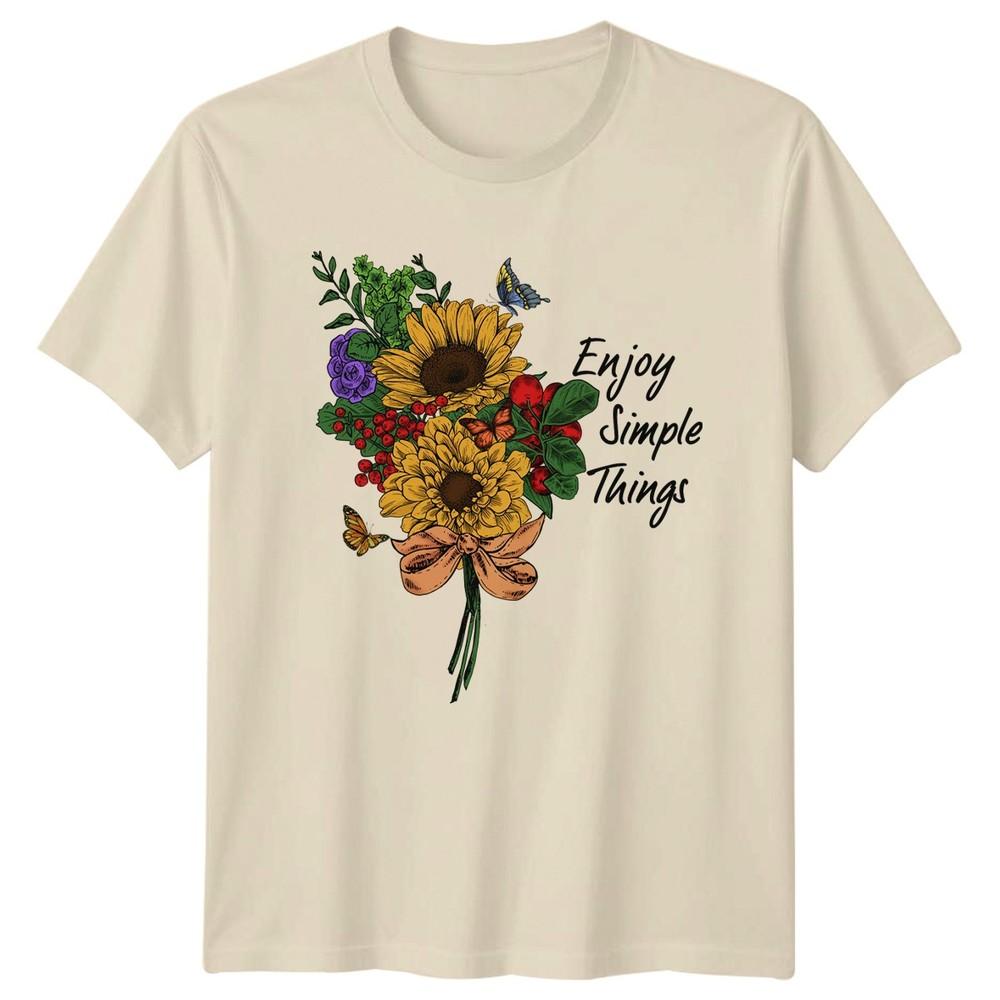 Enjoy Simple Things TShirt Botanical Butterflies Nature Lovers And Her