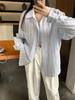 Женская рубашка с длинными рукавами и полосатым воротником-поло, солнцезащитная — легкая и свободная для лета
