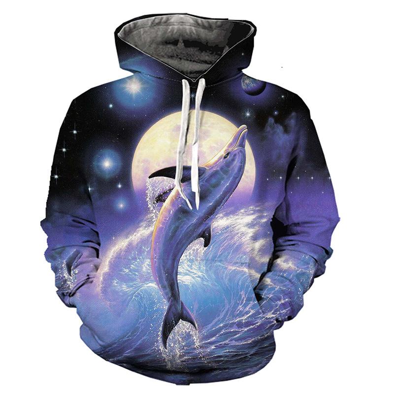 Толстовки с дельфинами Kawaii Animal 3D Print для мужчин и женщин, с капюшоном, свободные свитера Harajuku, спортивные костюмы Y2k, топы, детская одежда