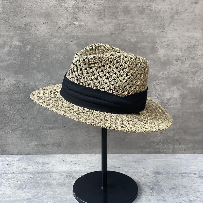 Шифрование Трехпрядная Соломенная Шляпа Панама Цилиндр Французский Винтаж Отпускная Соломенная Шляпа Женская Летняя Защита от Солнца Тень Шляпа Джаз
