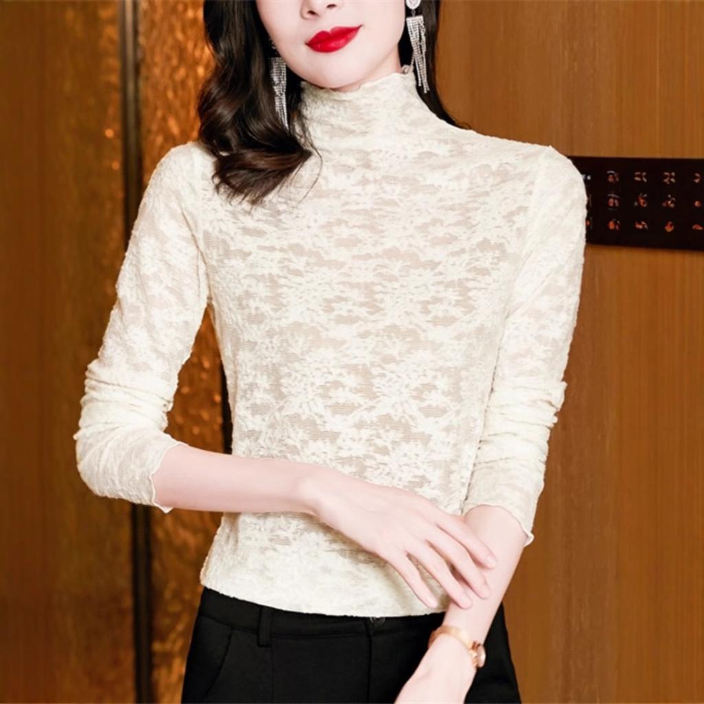 Half High Neck Long Sleeve Base Shirt for Women In Winter New Style Mother Fashionable Pullover T-shirt Top