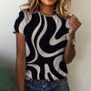 Модная полосатая футболка, женская одежда, летний повседневный топ с круглым вырезом и короткими рукавами, свободная удобная одежда, женская футболка