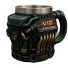 Кружка 3D из нержавеющей стали с изображением двигателя V8Кружка из смолы с изображением двигателя V8