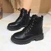 Outer Size Large Size Autumn and Winter New Models Martin Boots Thick-soled Lace-up Black Classic Women's Short Boots Outer Wear Batch