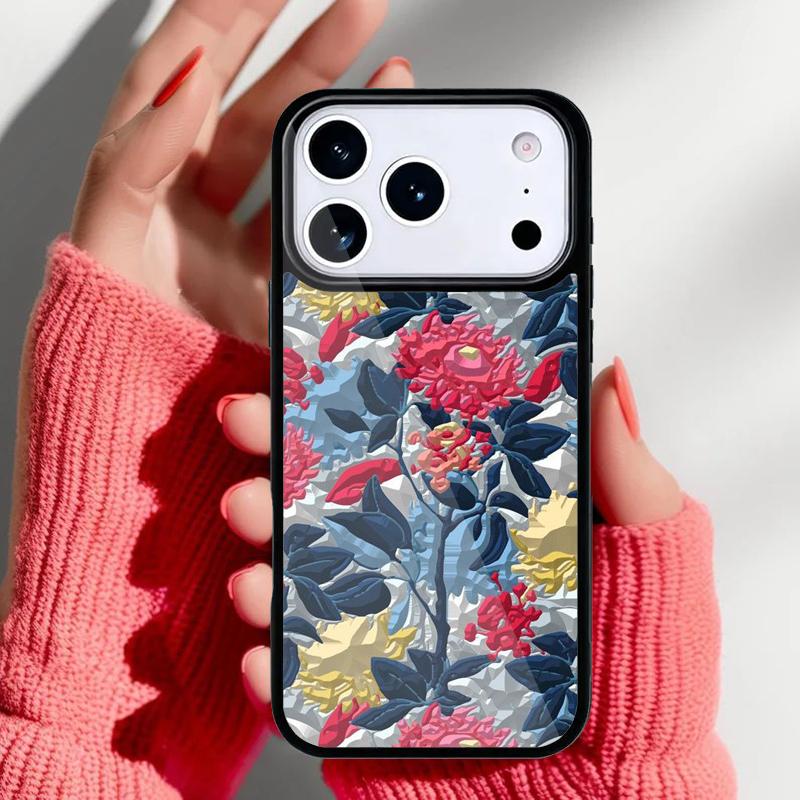 Чехол для телефона с цветочным рельефом для iPhone 17 16 15 14 13 Pro Max Задняя крышка для 12 11 Pro Coque