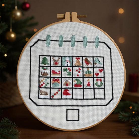 Yousheng Рождественский Адвент-календарь Набор для вышивания крестом Сделай сам Набор для вышивания с 24-дневными узорами Креативный праздничный подарок для начинающих