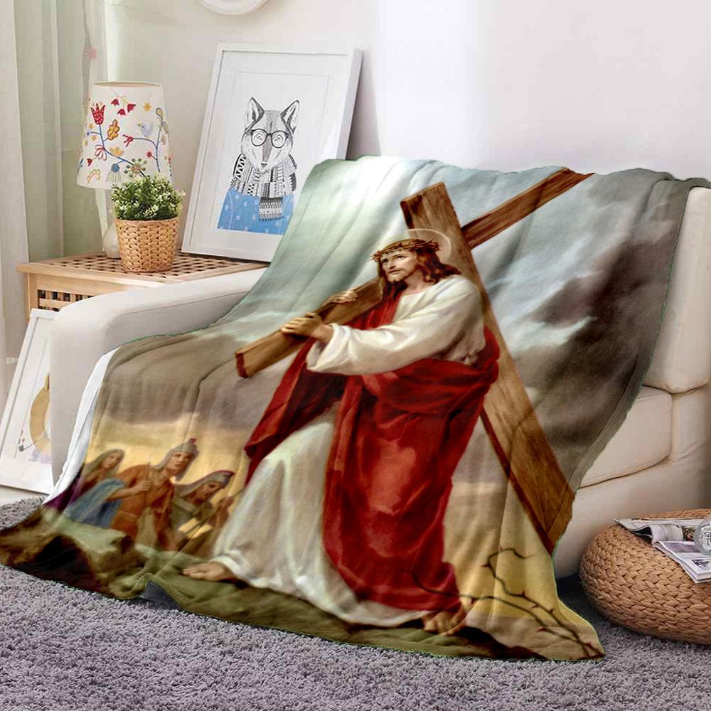 Christ'S Passion Flannel Blanket Throw Blanket Soft Warm Sofa Bed Camping Car home Decor Unique Christmas Gift C9301524