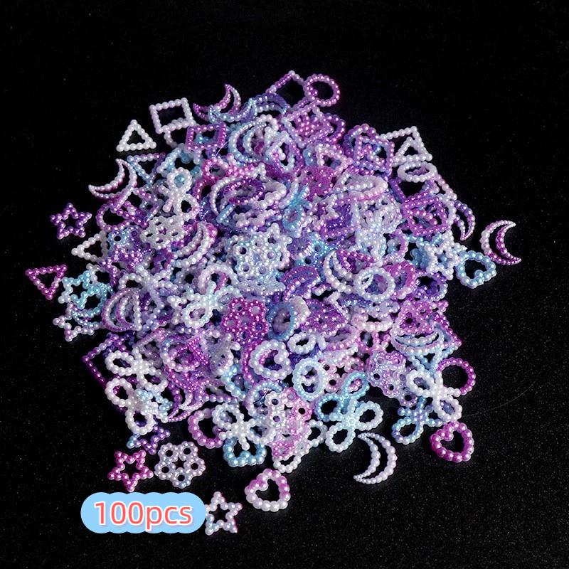 Nail Beauty Fritillaria Love Jewelry Metal 3D Three-dimensional Edge Zircon Shell Peach Nail Diamond French Nail Beauty Jewelry