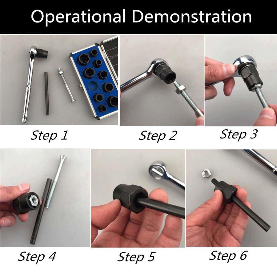 Профессионал. Поврежденный Гайка Болт Съемник Колесные Гайки/Болты/Шпильки Снятие Экстрактор Набор Инструментов