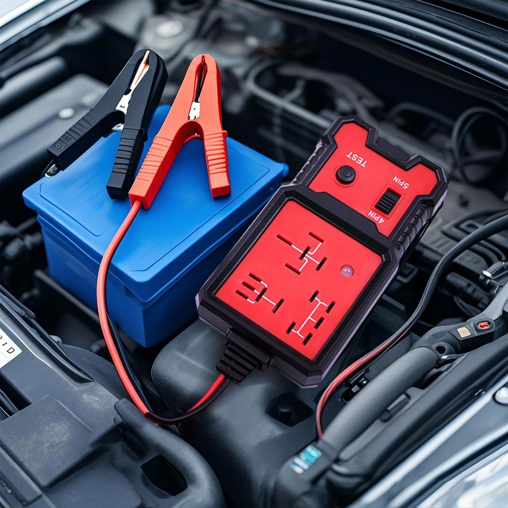 Прибор для проверки реле вставлен в плату 12-24 В