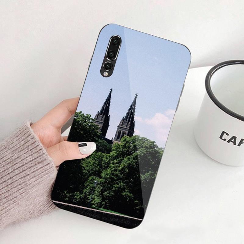 Чехол для телефона с архитектурным пейзажем для Huawei P50 P40 P30 P20 Pro Mate 40 30 20 Pro Nova 9 8 7 PC, стеклянный чехол для телефона