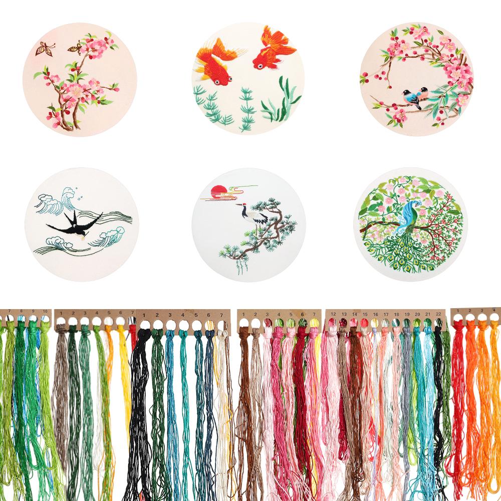 Crafts Home Decoration Handmade Cloth Threads Tools Cross Stitch Embroidery Kit DIY Starter Suits