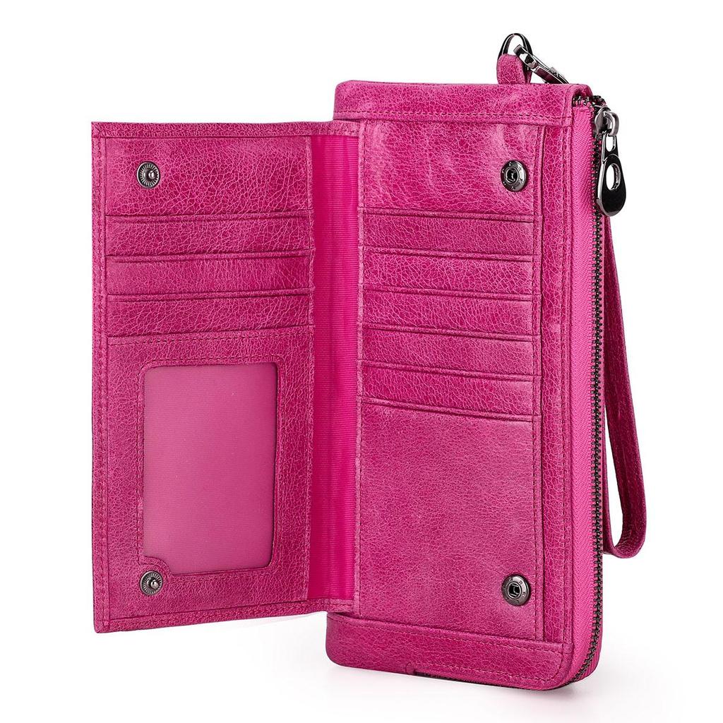 CONTACT'S Genuine Leather RFID Men's Wallet Long Male Purse Man's Clutch Wallets Card Holders