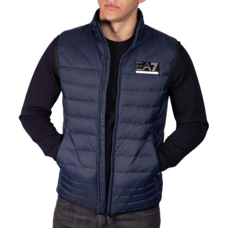 EMPORIO ARMANI EA7 Vests Men's Dark Blue Stand Collar Moderate Other 6KPQ02-PNR4Z-1554