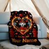 1PC Custom Name Firefighter Heart outdooor Flannel blankets Throw Blanket All-Season Throw Gift Bedspread for Couch, Bed, Camping Holiday Birthda