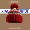 Японская вязаная шапка-бини в стиле Fair Isle с жаккардовым узором и помпоном для мужчин и женщин, теплая зимняя, повседневная, с защитой ушей