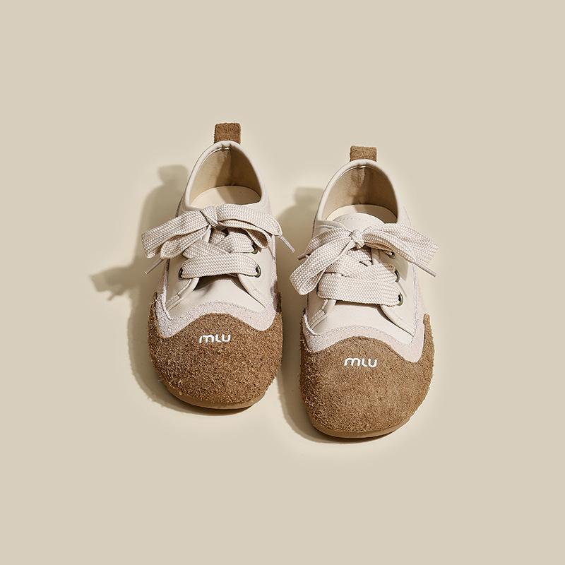 Gu Yunshu Urban Leisure~ Новые удобные спортивные туфли из матовой кожи на шнуровке с мягкой подошвой и плоской подошвой, поступление осенью 2024 г.