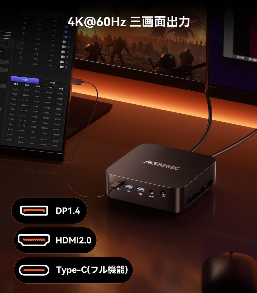 Мини-ПК ACEMAGIC AMD Ryzen 5 7430u Мини-ПК Высокоскоростной WiFi6 Мини-компьютер Windows11 Pro Полнофункциональный 4K3 Выход на экран Тихий Высокоскоростной отвод тепла