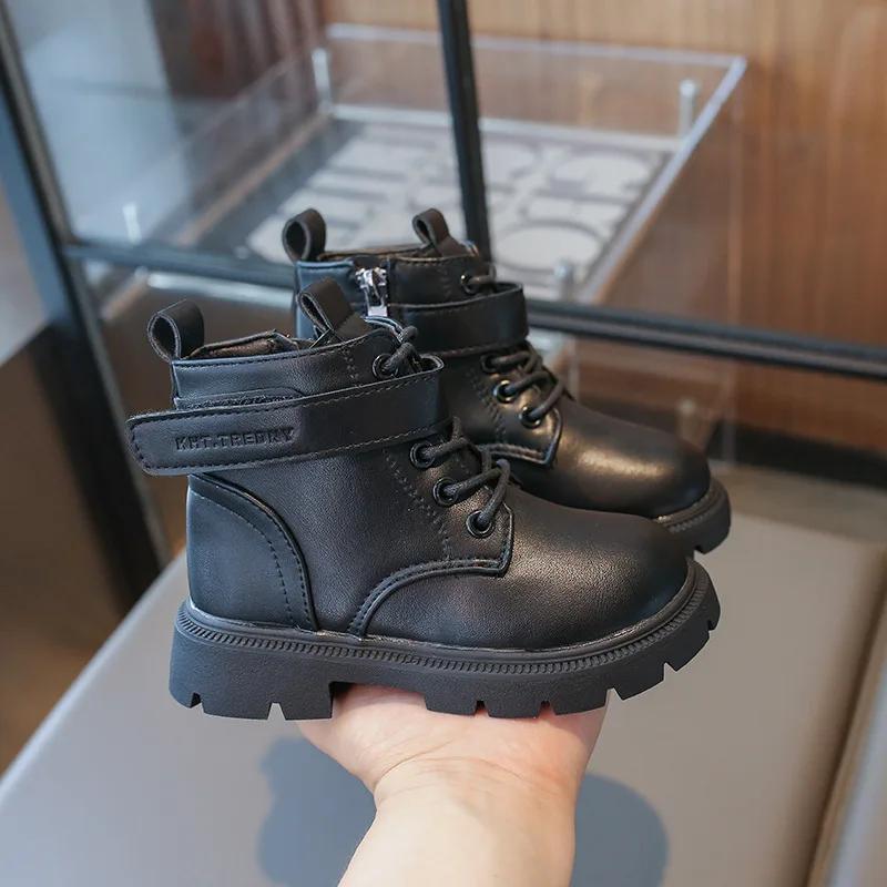 Детская обувь Ботинки для девочки Черные Коричневые Универсальные Детские Ботильоны на платформе Повседневные Универсальные Модные ботинки для малышей Мягкая подошва