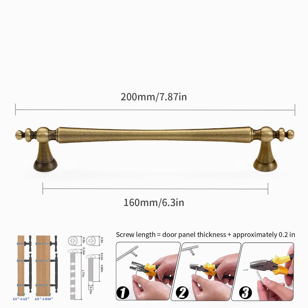 High-end Solid Brass Cabinet Door Handles Cupboard Drawer Cabinet Wardrobe Wine Cabinet Lacquered Pull and Furniture Hardware