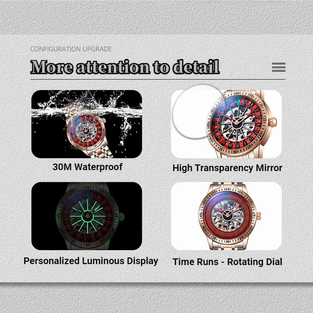 Креативные вращающиеся полые циферблаты полностью автоматические водонепроницаемые светящиеся мужские модные механические часы подарок на день святого валентина подарок на день рождения часы