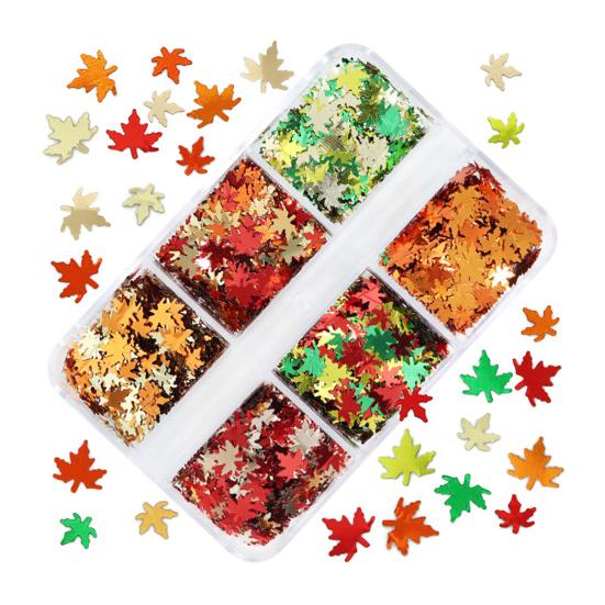 Yousheng 1Box Блестки для ногтей Креативная форма Ультратонкие сверкающие Потрясающие визуальные эффекты Показать уникальный шарм Привлекательные 6/12 сетки Сияющий опавший лист ногтей