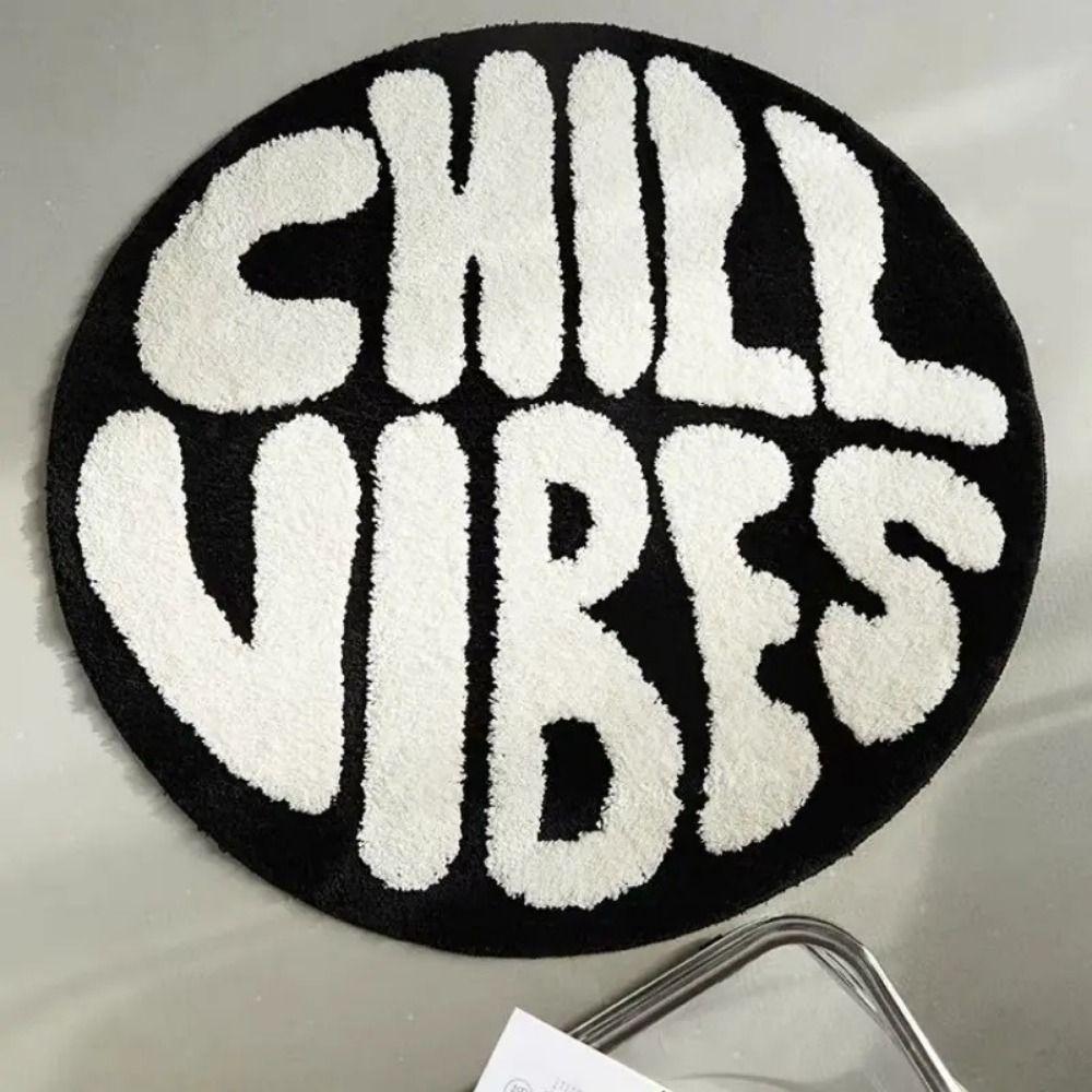 Мягкий 3D Круглый Ковер Кашемировый 60x60см Ковер для Спальни с Буквенным Узором Высоко Впитывающий Пушистый Круглый Коврик для Гостиной